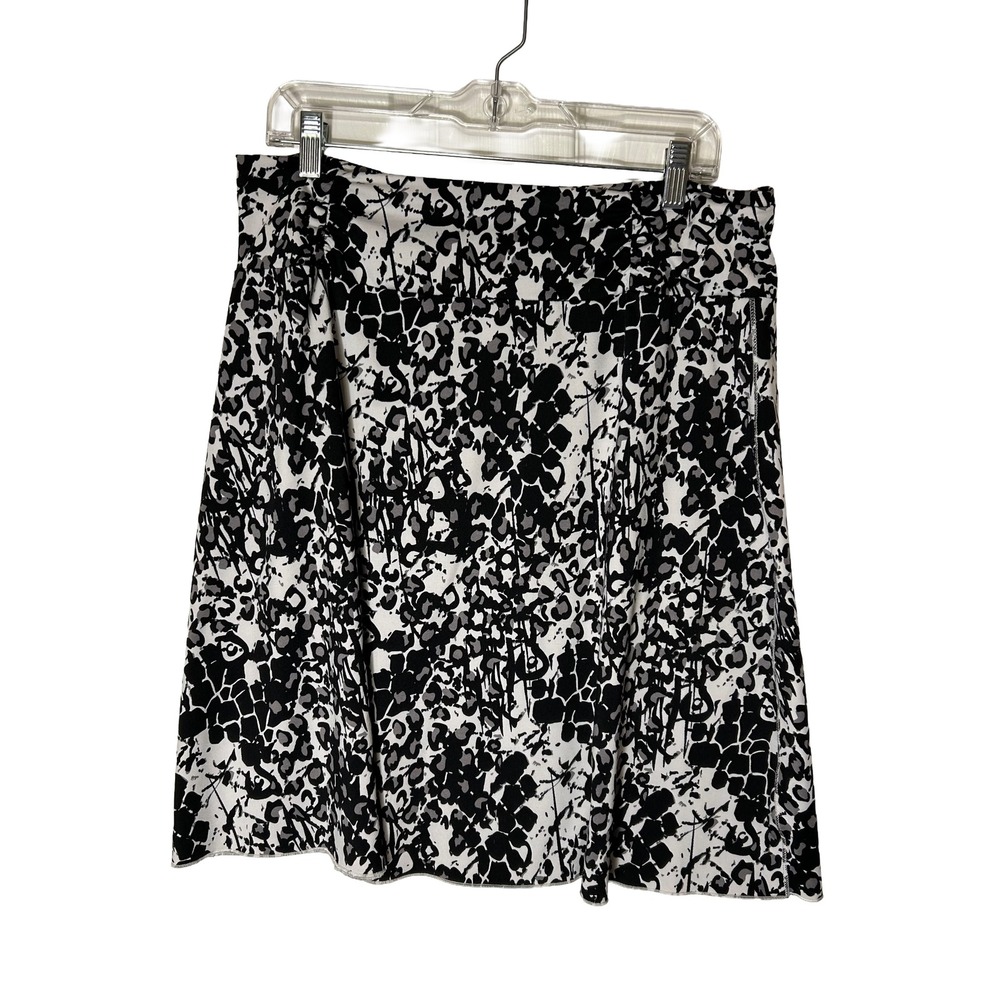 Black White Abstract Animal Print A-Line Skirt RN 101777 Stretchy‎ Knee Length